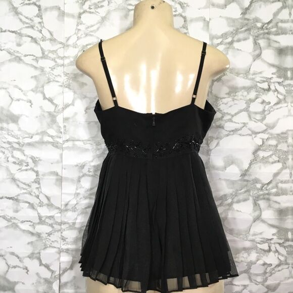 NWOT TED BAKER BEADED PLEATED CHIFFON BLACK DELICATE BABYDOLL TANK TOP 3 - Picture 3 of 10